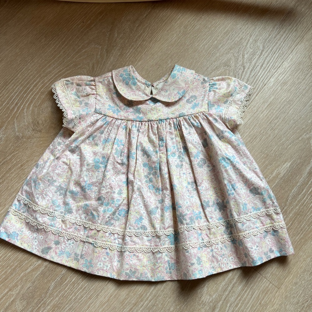 Floral Baby Dress with Lace Trim